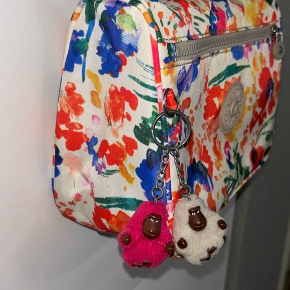 Kipling Callie printed crossbody purse bag floral splatter 2 monkeys - Picture 5 of 10